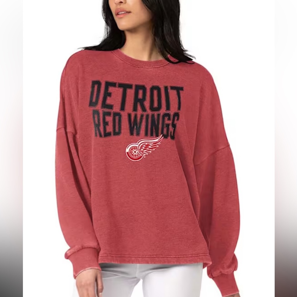 G III Detroit Red Crewneck sweatshirt women's red burnout size XL